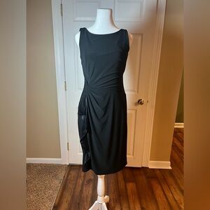 RALPH LAUREN Women's Size 6 Black Sleeveless Side Draped STUNNING Dress Modest